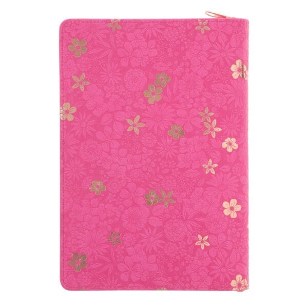 Be Still and Know That I Am God Floral Hot Pink Faux Leather Journal with Zipped Closure - Image 2