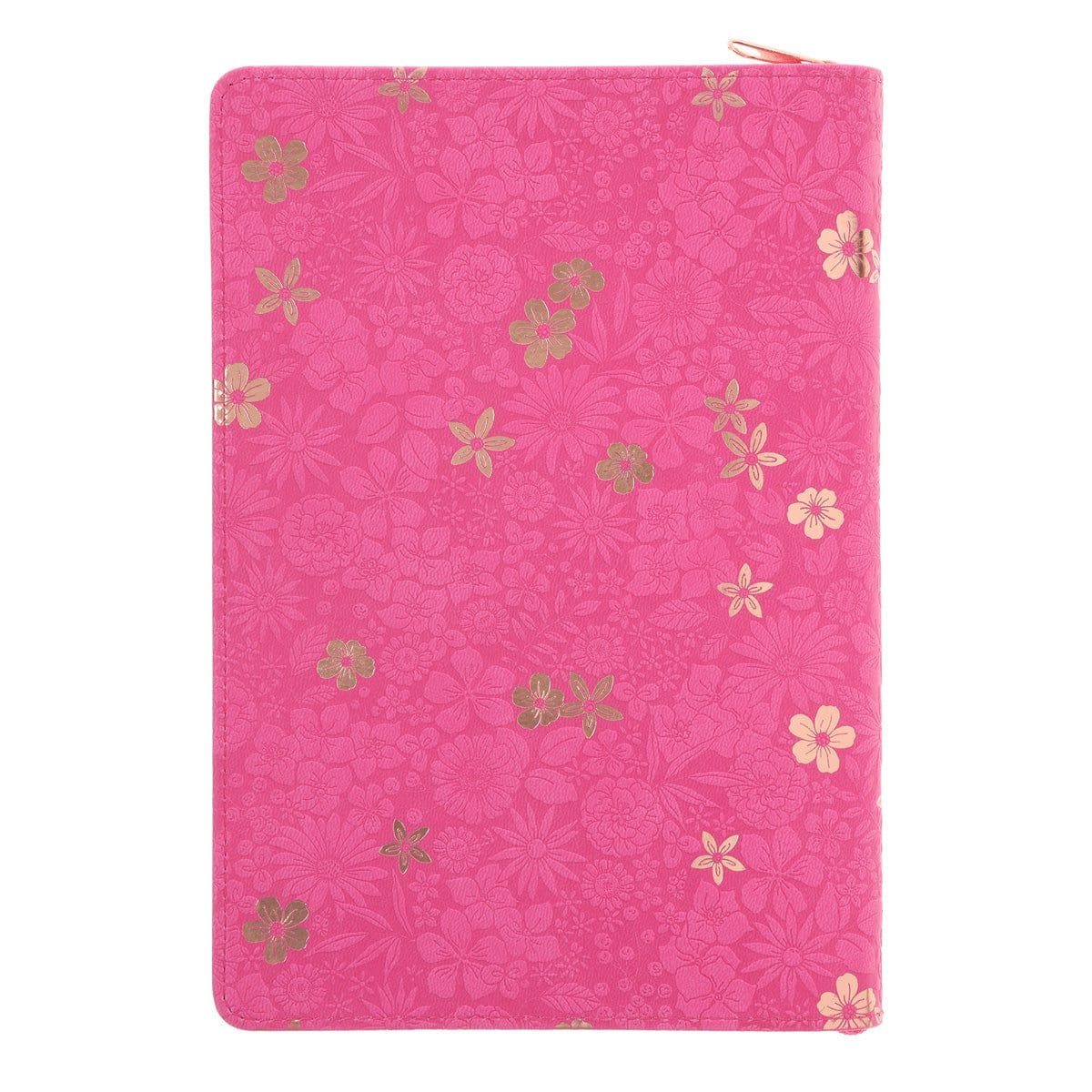 9781639529124_back Be Still and Know That I Am God Floral Hot Pink Faux Leather Journal with Zipped Closure - Image 2