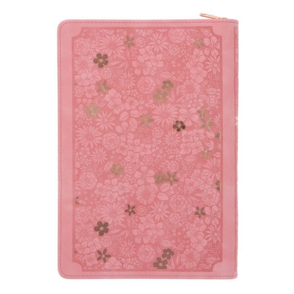 She Is Clothed with Strength and Dignity Coral Faux Leather Journal with Zipped Closure - Image 2