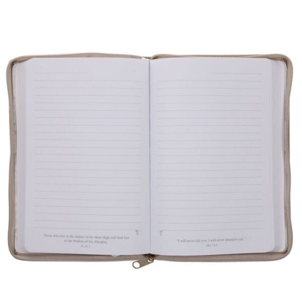 Be Still and Know Floral Beige Faux Leather Journal with Zipped Closure - Image 3