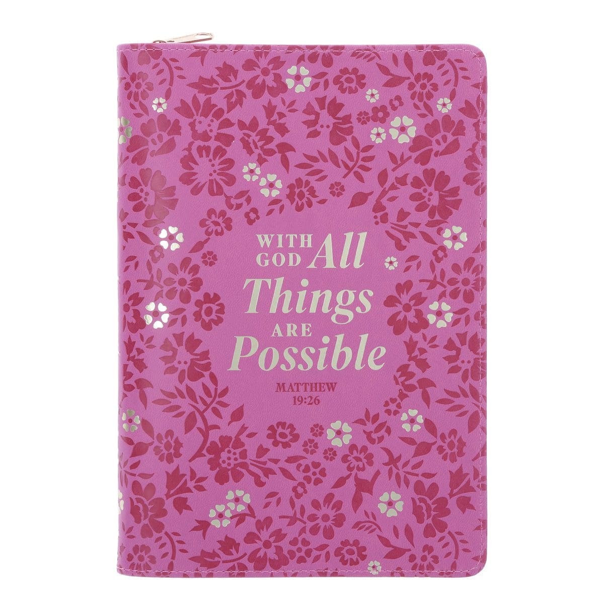 9781639529209_front With God All Things Are Possible Faux Leather Journal with Zipped Closure - Image 1