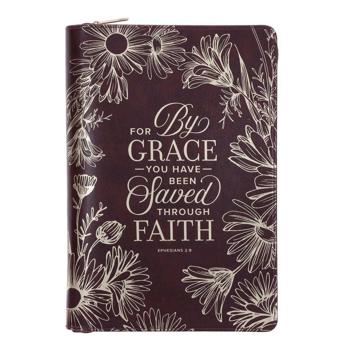 9781639529254_front For by Grace You Have Been Saved Through Faith Faux Leather Journal with Zipped Closure - Image 1