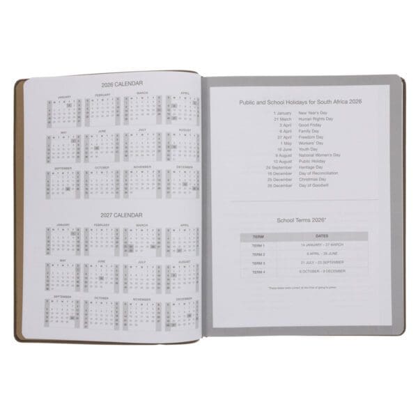 2026 A4 Business Diary - Daily Planner - Architecture Lines Brown - Imitation Leather - Image 5
