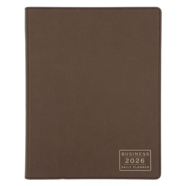 2026 A4 Business Diary - Daily Planner - Architecture Lines Brown - Imitation Leather - Image 1
