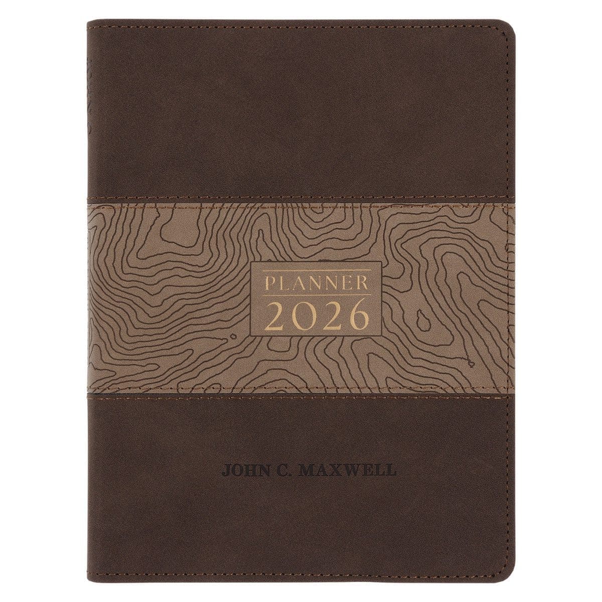 9781776477692_front_577f37b2-20e3-4256-998c-ad48242fc515 2026 John Maxwell A5 Diary - Daily Planner Brown - Imitation Leather with Zip - Image 1