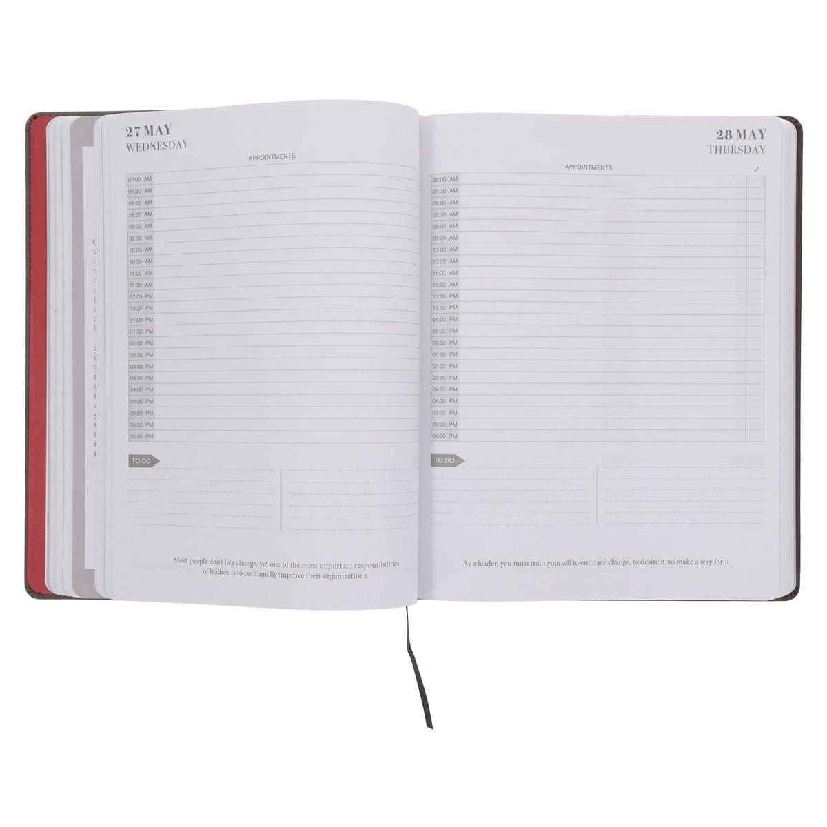 9781776477722_feature5 2026 John Maxwell A4 Diary - Daily Planner Red and Grey - Imitation Leather - Image 7