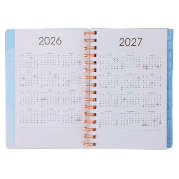 2026 A5 Diary - Daily Planner - Yellow and Orange - Wirebound - Image 4