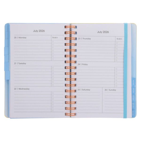 2026 A5 Diary - Daily Planner - Yellow and Orange - Wirebound - Image 7