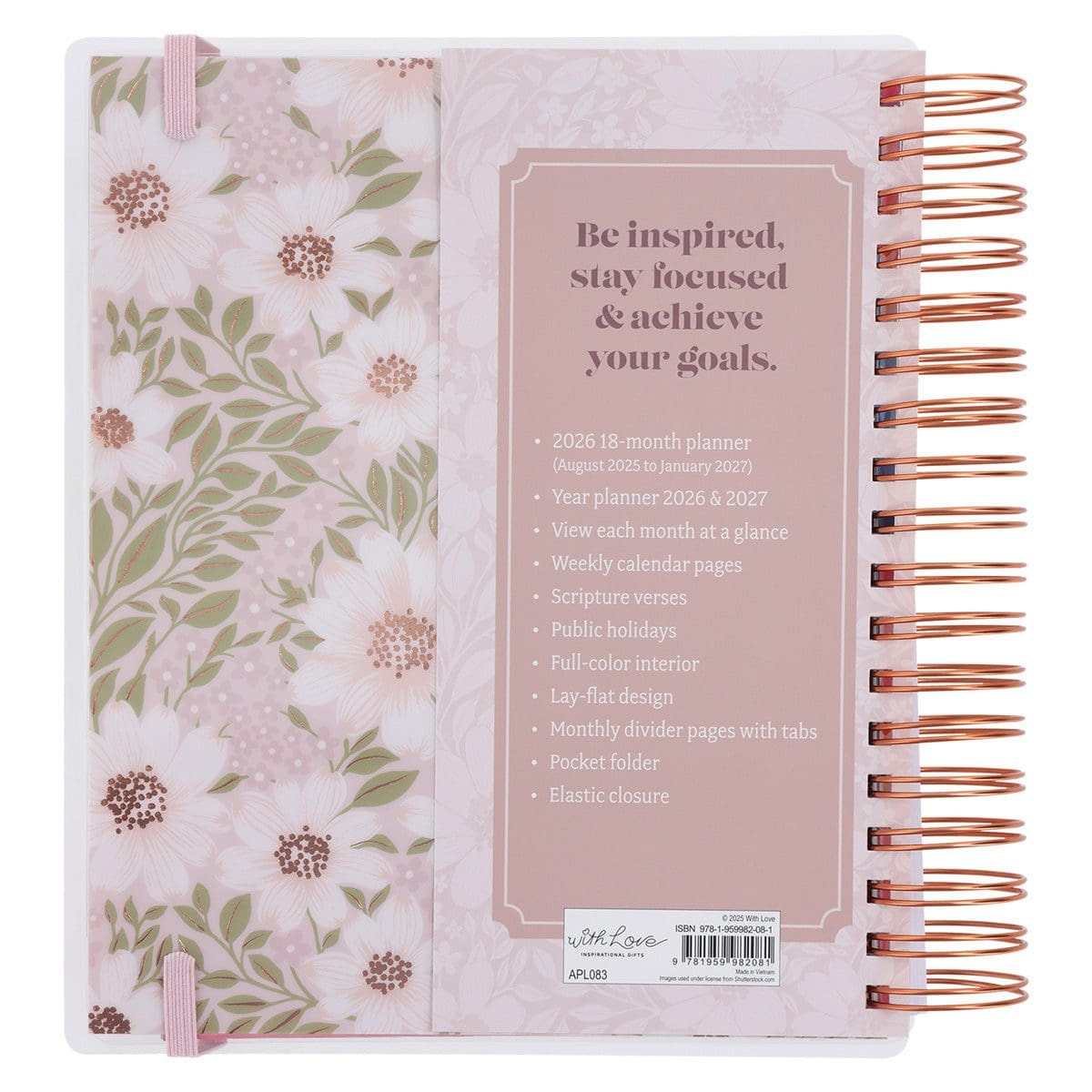 9781959982081_back 2026 Diary - 18-Month Planner for Women - Thankful Grateful Blessed - Wirebound - Image 2