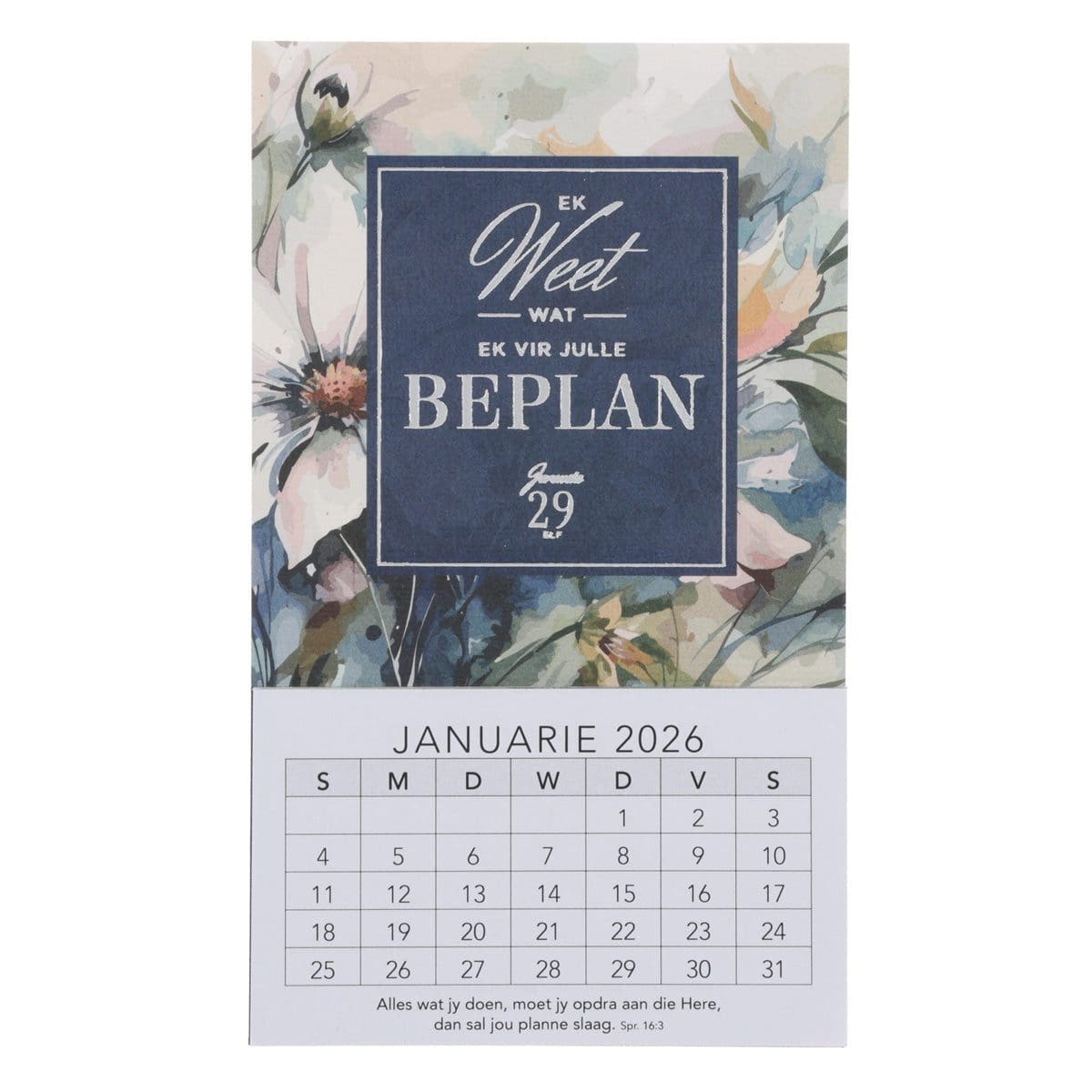 9798896780120_front 2026 Klein Magnetiese Kalender - Ek Weet Wat Ek vir Julle Beplan - Image 1
