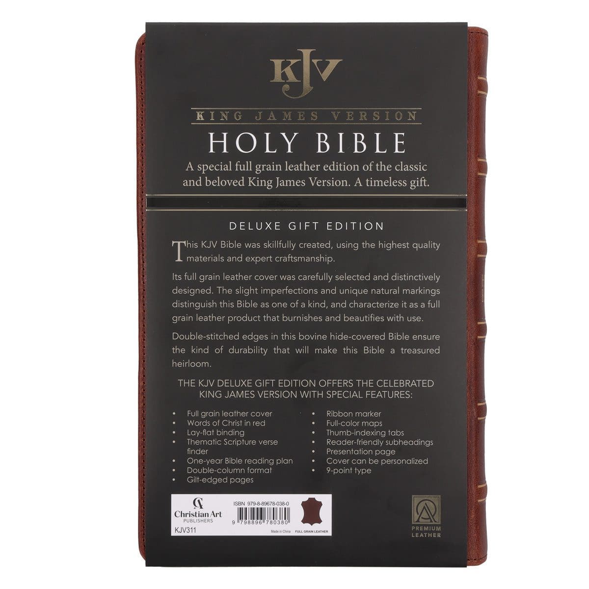 9798896780380_feature4 KJV Brown Genuine Leather Flexcover Deluxe Gift Bible Indexed - Image 6