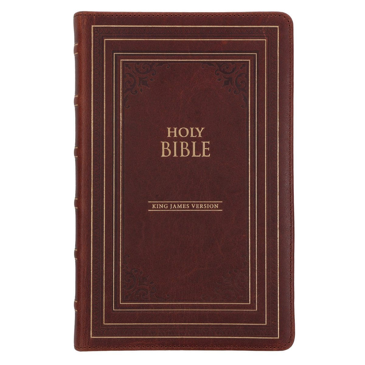 9798896780380_front KJV Brown Genuine Leather Flexcover Deluxe Gift Bible Indexed - Image 1