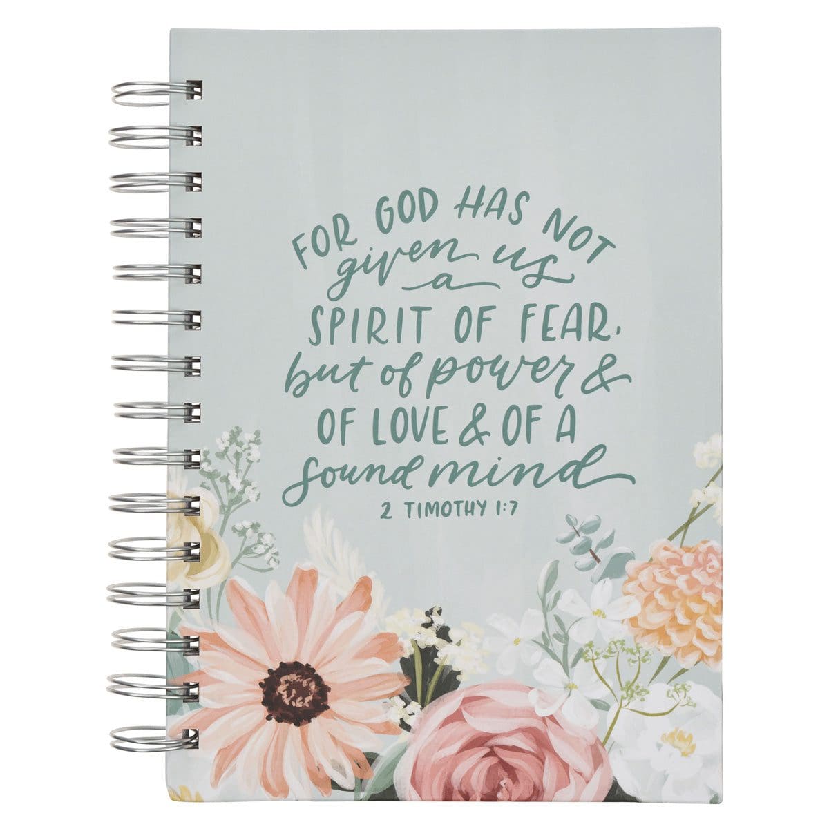 9798896780762_front For God Has Not Given Us a Spirit of Fear Floral Hardcover Wirebound Journal - Image 1