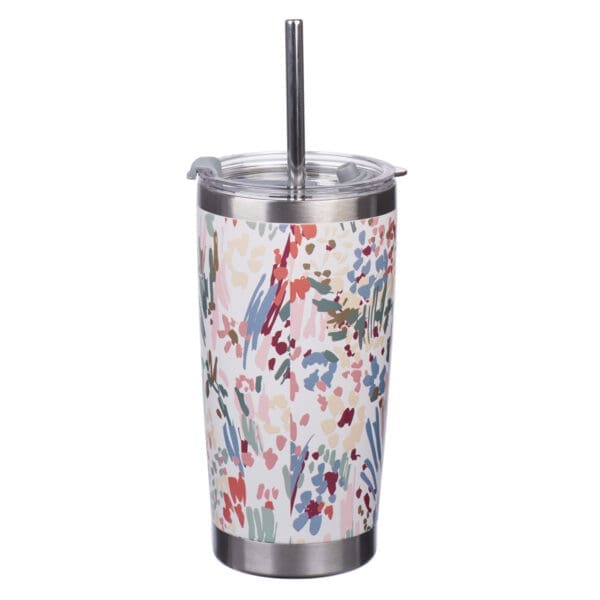 He Has Made Everything Beautiful In Its Time Floral Stainless Steel Travel Mug with Straw - Image 2