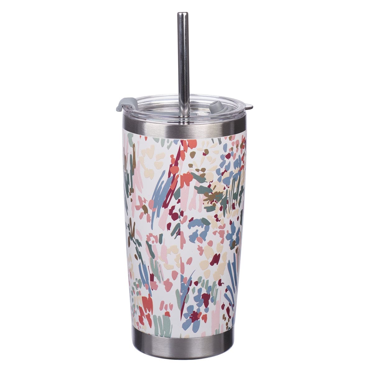 1220000326187_back_2c254a12-c0c4-4647-9891-3f98804446bd He Has Made Everything Beautiful In Its Time Floral Stainless Steel Travel Mug with Straw - Image 2