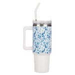Trust in the Lord White and Blue Floral Large Stainless Steel Mug with Handle and Straw - Image 11