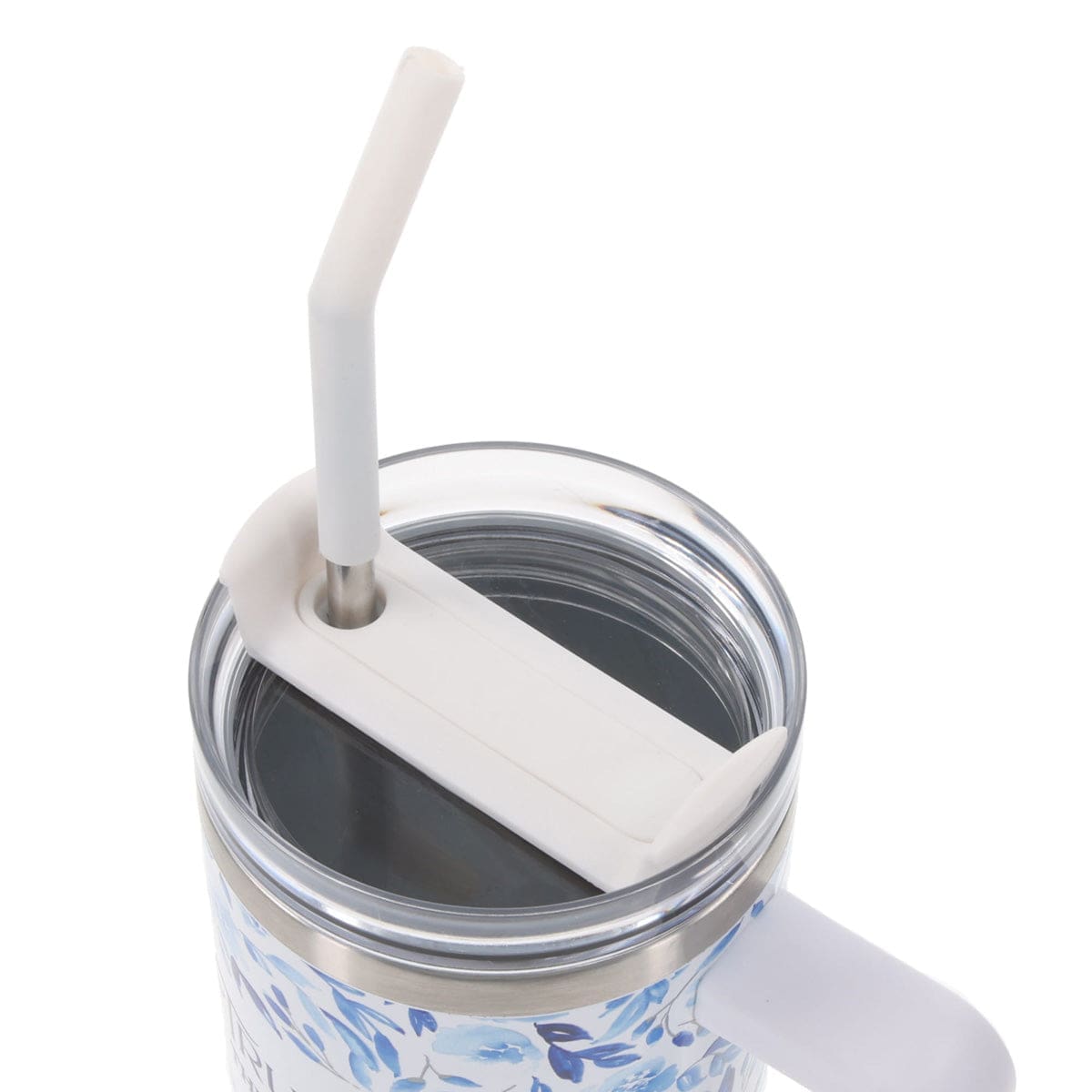 1220000327658_feature1_766b4681-7011-4c5c-8bcd-58611d2d2eee Trust in the Lord White and Blue Floral Large Stainless Steel Mug with Handle and Straw - Image 12