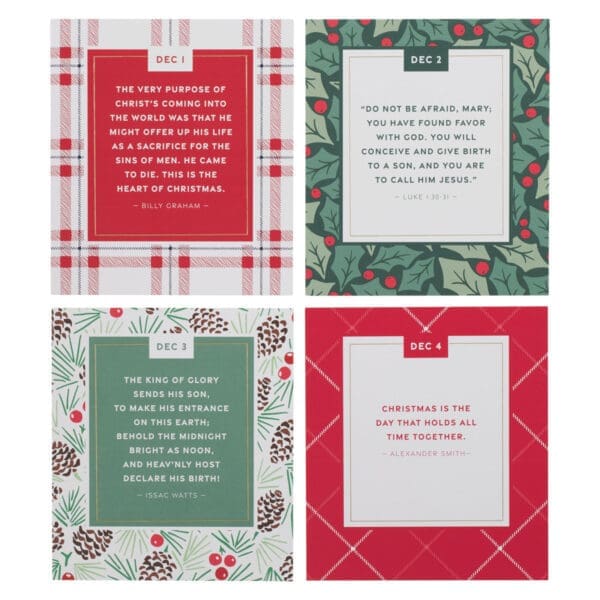 Christmas Plaid Advent Calendar Card Set with Stand - Image 3