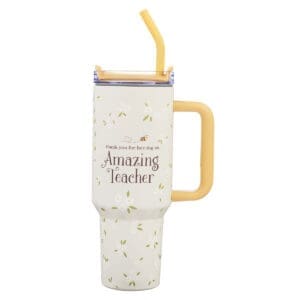 Thank You for Bee-Ing an Amazing Teacher Large Stainless Steel Mug with Handle and Straw