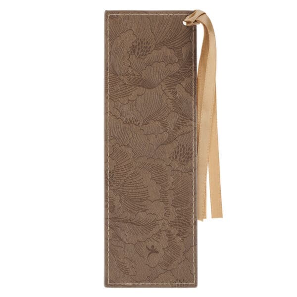 Be Strong and Courageous Latte Faux Leather Bookmark - Image 1