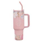God Is Within Her, She Will Not Fall Large Stainless Steel Mug with Handle and Straw - Image 2
