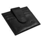Genuine African Leather Gloss Black Wallet With Clip Closure - Image 32
