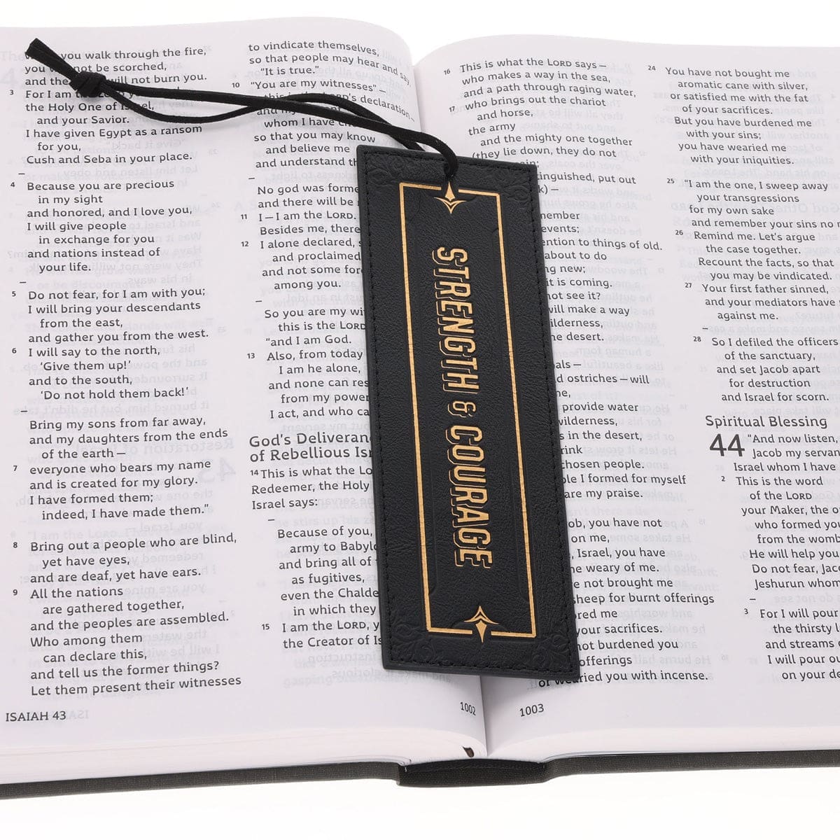 6006937176584_feature1 Strength and Courage Genuine Leather Bookmark - Image 3