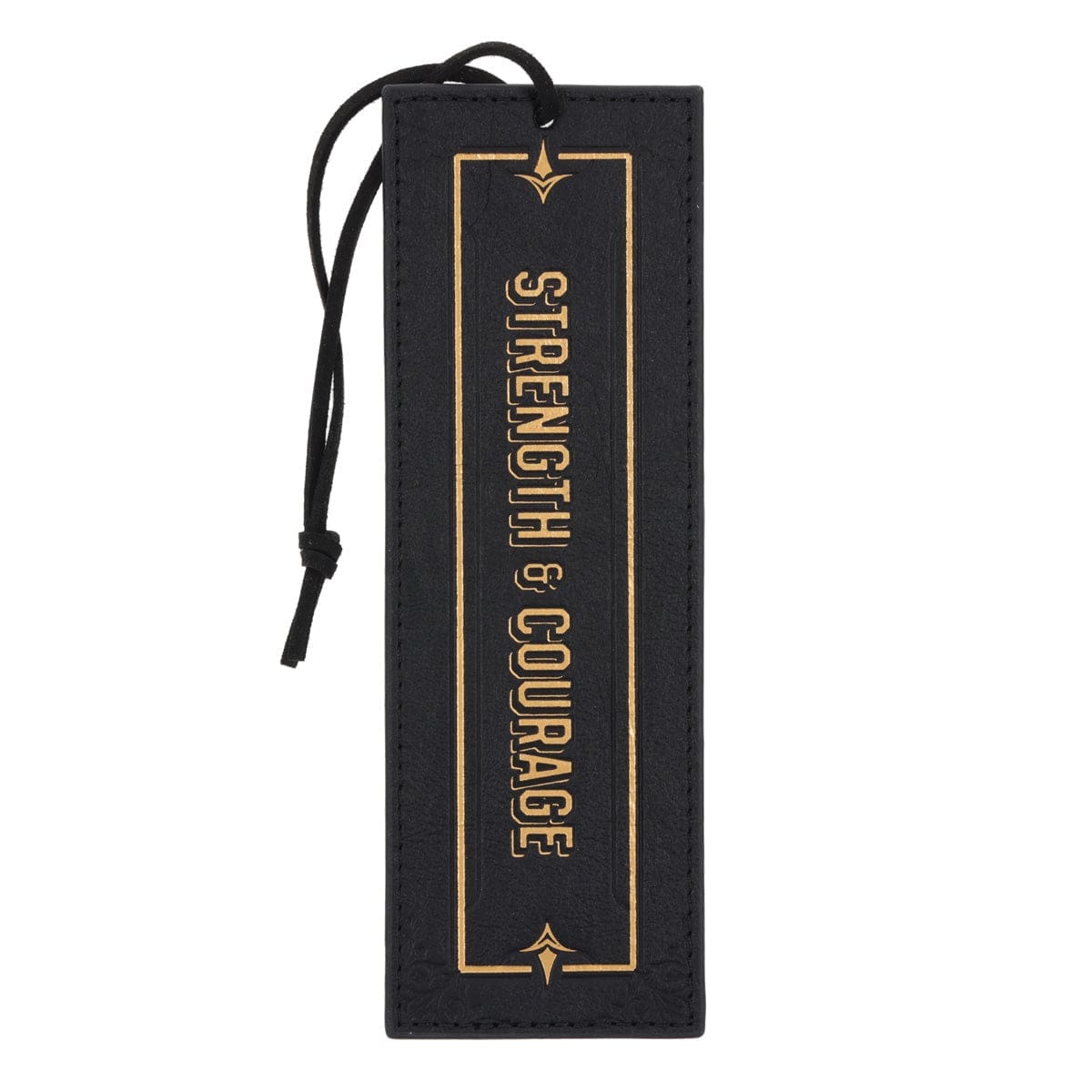 6006937176584_front Strength and Courage Genuine Leather Bookmark - Image 1