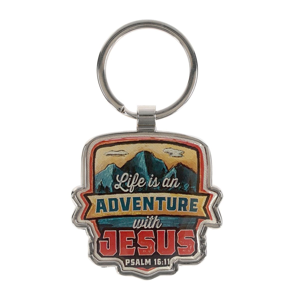 6006937177130_front Life Is an Adventure with Jesus Epoxy Metal Key Ring - Image 1