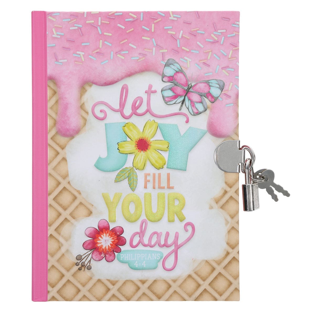 6006937177543_front Let Joy Fill Your Day Hardcover Secret Diary with a Lock and Key - Image 1