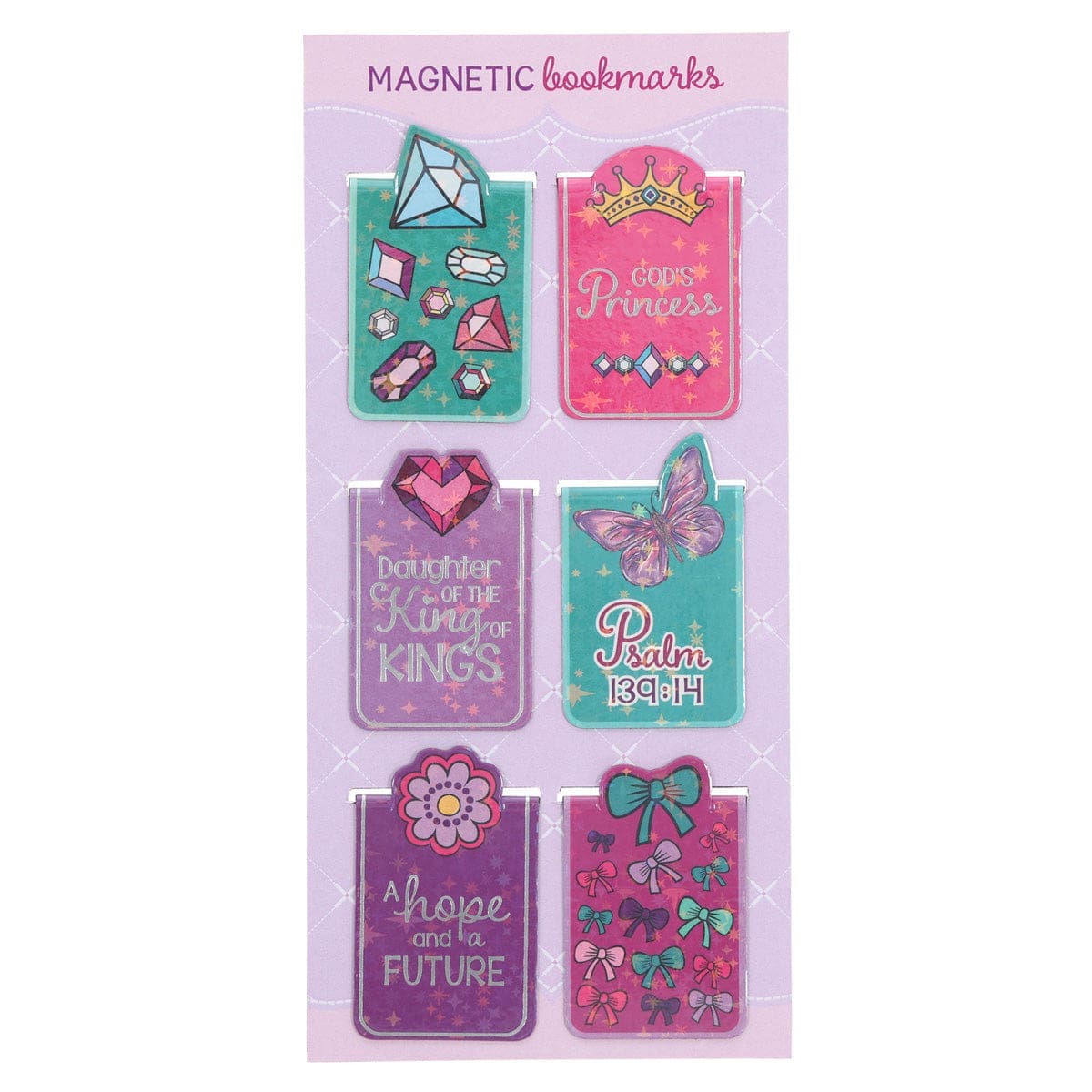 6006937177864_front God's Princess Six-Piece Magnetic Bookmark Set - Image 1