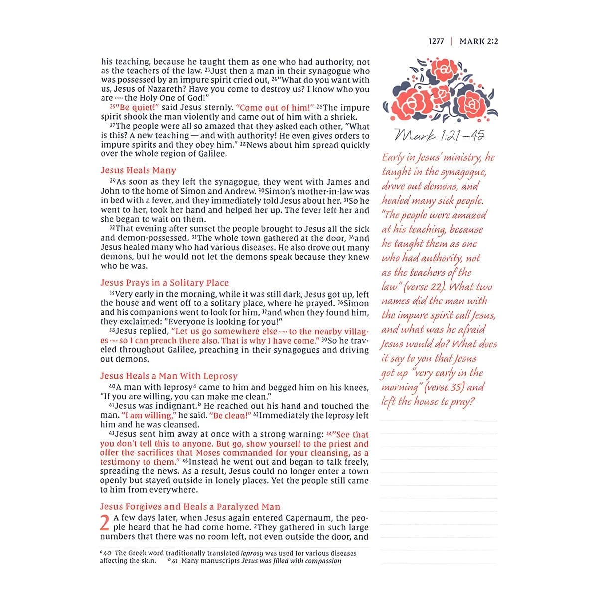 9780310450764_feature3 NIV Navy Hardcover Cloth Journal the Word Bible for Women Red Letter Comfort Print - Image 5
