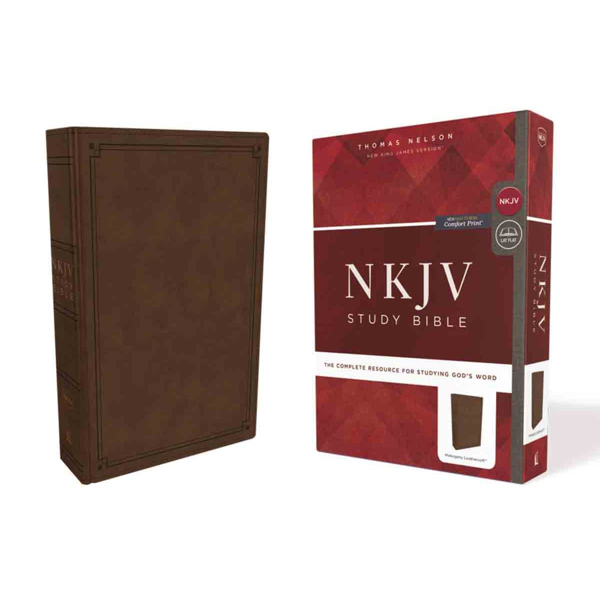 9780785220589_front NKJV Study Bible Red Letter Brown (Comfort Print)(Imitation Leather) - Image 1