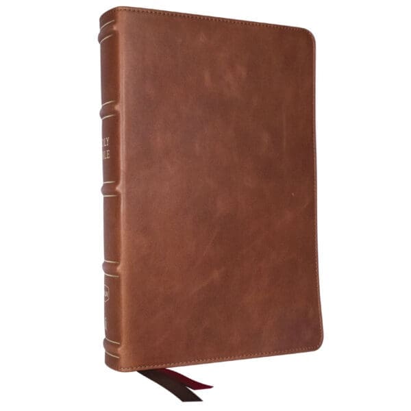 NKJV Brown Genuine Leather Single-Column Verse-by-Verse Reference Bible Comfort Print - Image 1