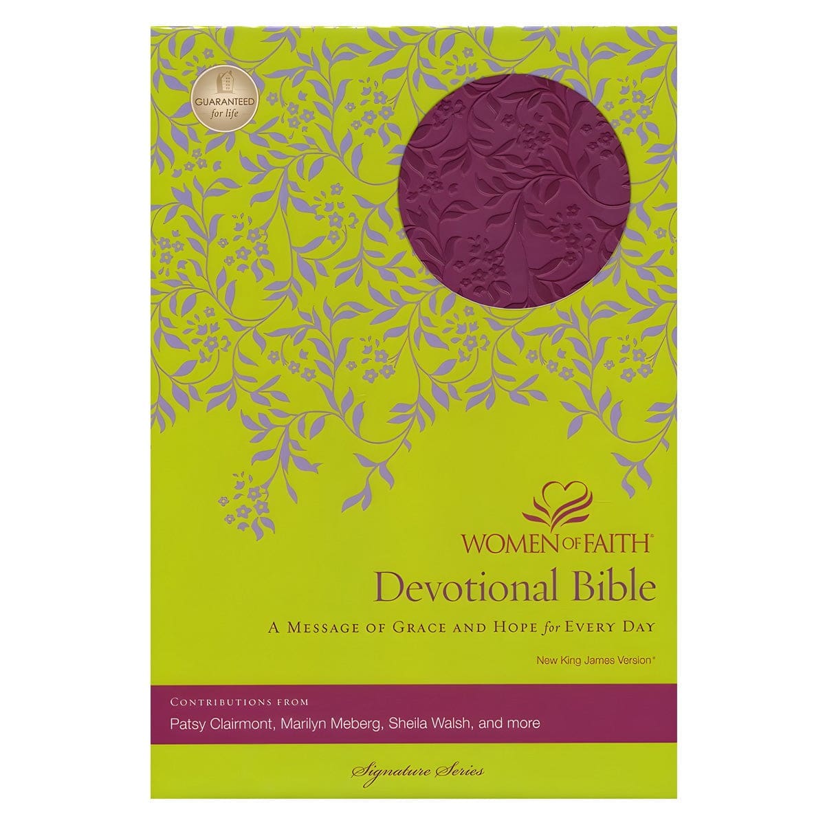 9781418548506_front NKJV Purple Imitation Leather Women of Faith Devotional Bible - Image 1