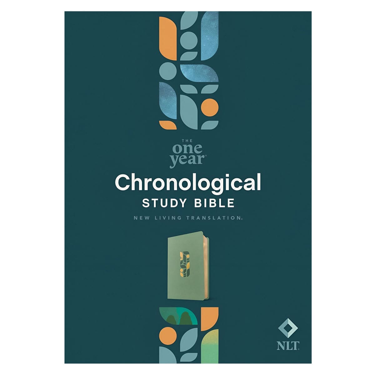 9781496485601_front NLT Sage Green Mosaic Imitation Leather One Year Chronological Study Bible - Image 1