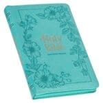 KJV Teal Floral Faux Leather Flexcover Deluxe Gift Bible With Zip - Image 36