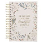 He Has Made Everything Beautiful in Its Time Ivory Floral Large Hardcover Wirebound Journal - Image 4