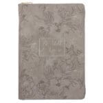 Be Still and Know Floral Beige Faux Leather Journal with Zipped Closure - Image 4
