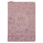 Be Still and Know Floral Pink Faux Leather Journal with Zipped Closure - Image 4