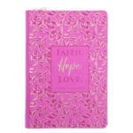 Faith Hope Love Pink Faux Leather Journal with Zipped Closure - Image 3