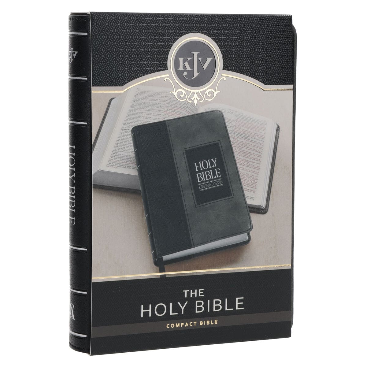 9798896780212_feature1 KJV Black and Grey Faux Leather Compact Bible - Image 2