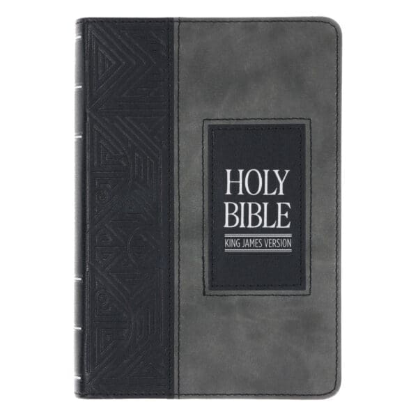 KJV Black and Grey Faux Leather Compact Bible - Image 1