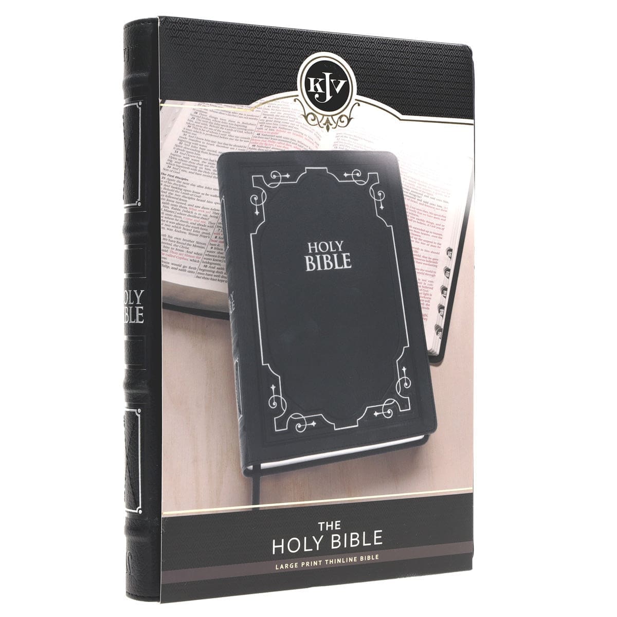 9798896780328_feature1 KJV Black Frame Faux Leather Thinline Large Print Bible - Image 2