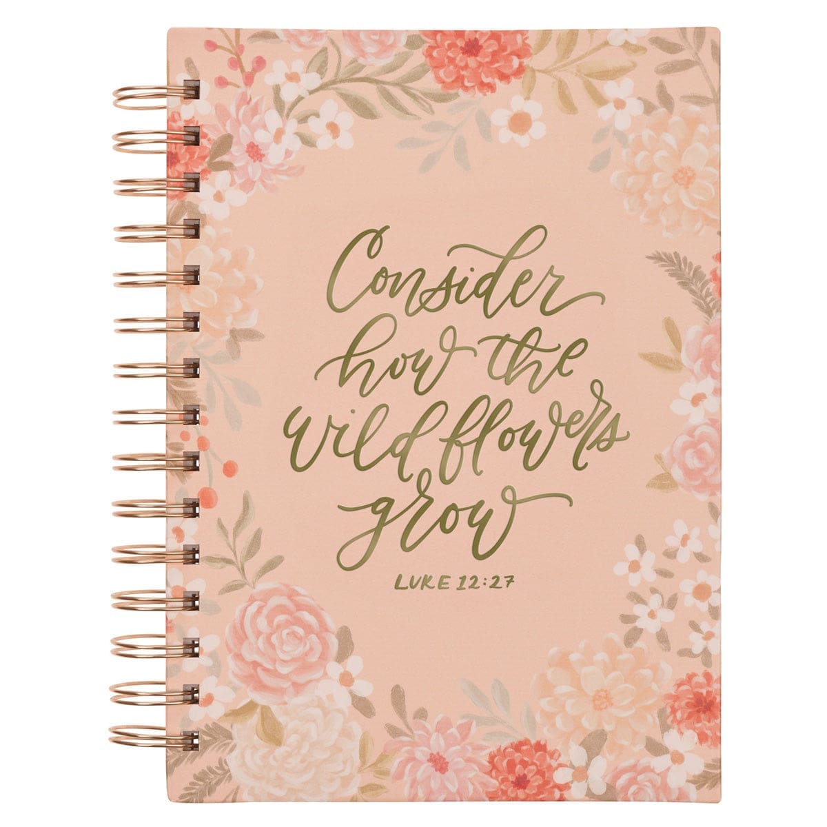 9798896780779_front Consider How the Wildflowers Grow Orange Hardcover Wirebound Journal - Image 1