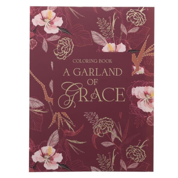 A Garland of Grace Floral Burgundy Coloring Book (Paperback) - Image 1