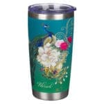 Blessed Blue Peacock Stainless Steel Travel Mug - Jeremiah 17:7 - Image 7