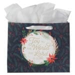 Joy to the World the Lord Is Come Poinsettia Landscape Gift Bag with Gift Tag - Image 7