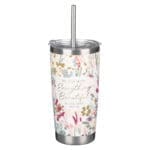 He Has Made Everything Beautiful In Its Time Floral Stainless Steel Travel Mug with Straw - Image 4