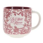 Be Still & Know Ceramic Mug with Burgundy Interior - Image 17